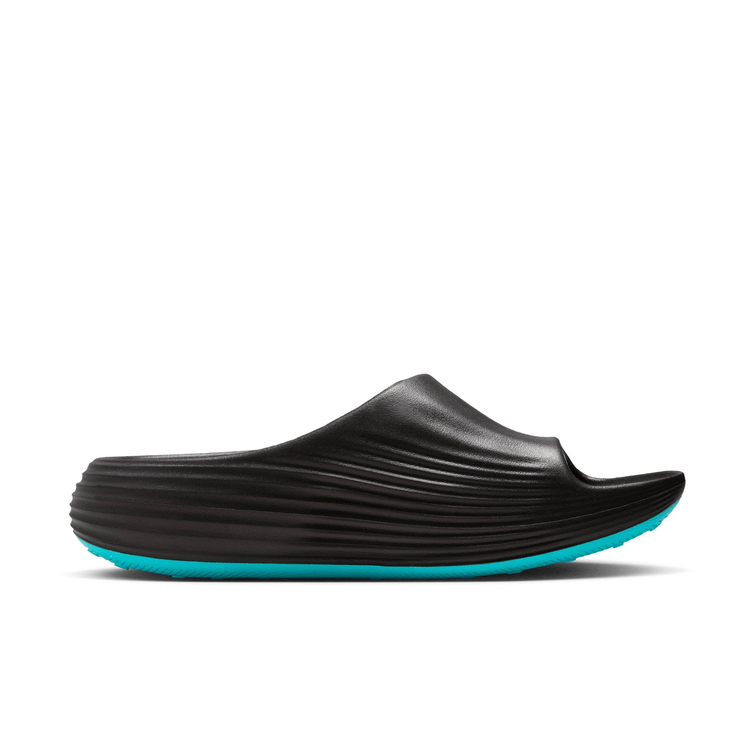 Nike ReactX Rejuven8 "Black/Gamma Blue/Metallic Silver" Men's Slide - BLACK/BLUE/SILVER